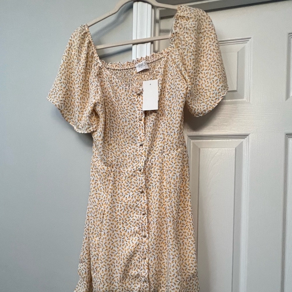 Yellow floral summer dress